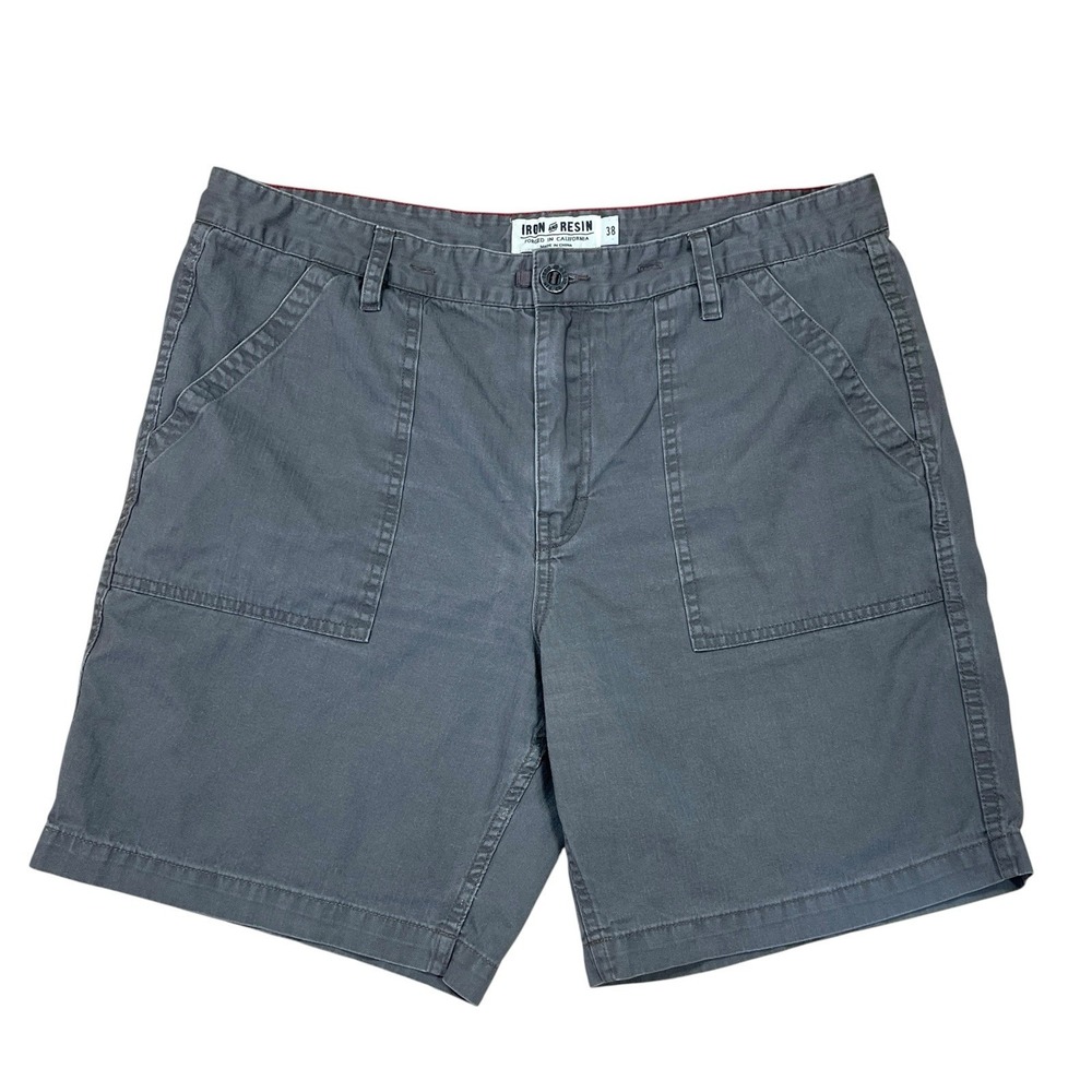 Iron and Resin Herringbone Brigade Short Mens 38 (Fits 37x8) Gray 100% Cotton